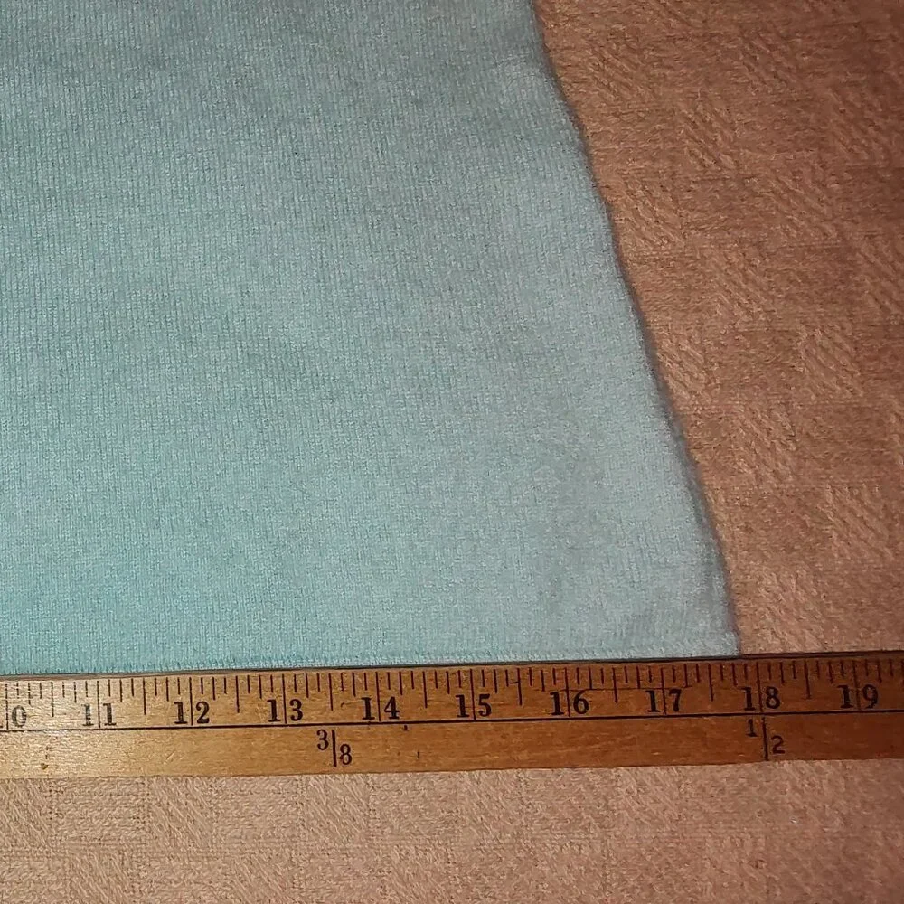 TALBOTS 100% CASHMERE SWEATER 3/4 SLEEVES AQUAMARINE RHINESTONE BUTTONS SZ SP - Picture 9 of 11